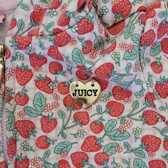 Juicy Couture Pink Strawberry Print Hoodie and Shorts Size 3T Kids Girls Toddler - Picture 9 of 15